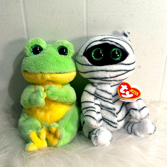 Ty Other - 🖤 5/$30🖤 Ty Beanie Bellies LOT OF 2 Taters Mummy & Snapper Frog Halloween 👻